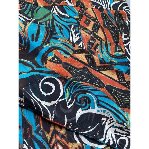 Retro CHICO'S Womens 1 (M) 100% Silk Artsy Semi-Sheer Career High Collar Blouse - Picture 10 of 10